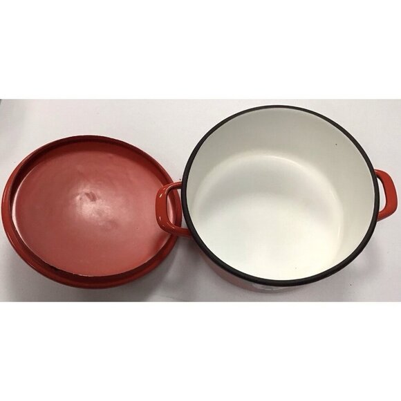 Westen Bessano Italy Vintage Lot Of 3 Red Farmhouse Enamel Pot/Pan/Lid ❤️ - Picture 4 of 9